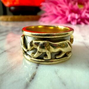 14k panther ring band